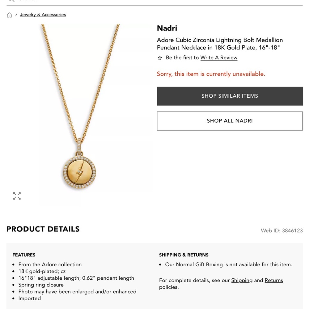 Nadri Gold and Silver Medallion Pendant Necklace